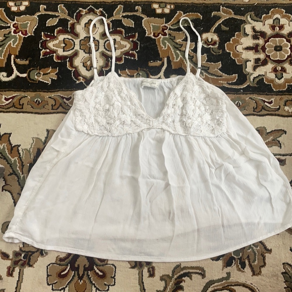 Flowy white tank top from Abercrombie and Fitch.